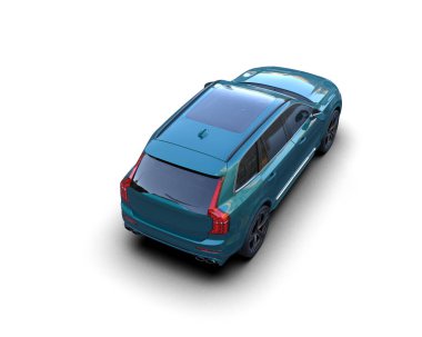 Mavi bir arabanın 3 boyutlu görüntüsü