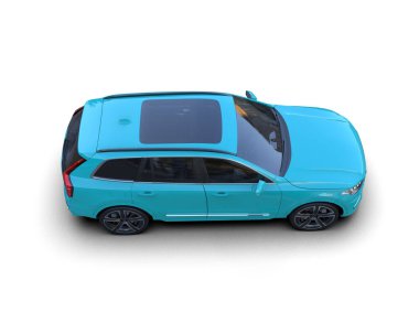 mavi küçük araba beyaz üzerinde izole