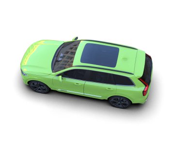 beyaz arka planda modern yeşil araba