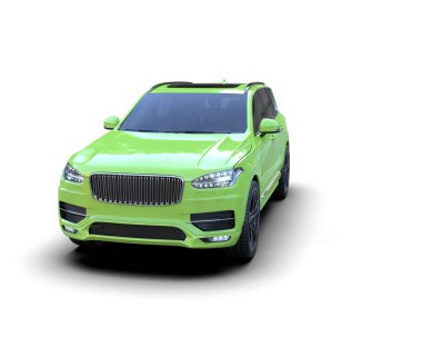 Modern şehir arabası arka planda yansımayla izole edilmiş. 3d oluşturma.