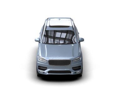 Gri arka planda izole edilmiş modern şehir arabası. Üç boyutlu bir araba.