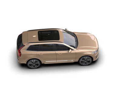 Lüks araba modern SUV beyaz arka planda izole edilmiş - 3 boyutlu görüntüleme -