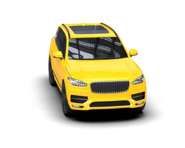 Sarı araba beyaz izole