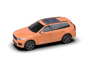 Beyaz arka planda modern bir arabanın 3 boyutlu görüntüsü.