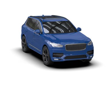 Mavi spor araba beyazda izole edilmiş. 3d oluşturma