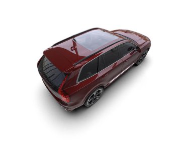 beyaz arkaplanda siyah SUv, üst görünüm