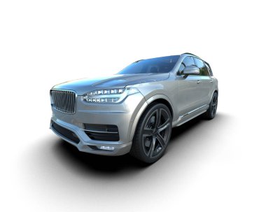 modern araba beyaz arka planda izole edildi. 3 boyutlu görüntüleme