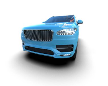 Modern araba beyaz arka planda izole edilmiş. 3d oluşturma