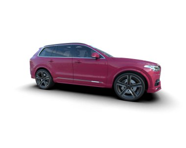 Modern araba beyazda izole edilmiş. 3D görüntüleme - illüstrasyon