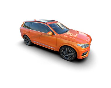 Modern spor araba beyaz arka planda izole edilmiş. 3d oluşturma