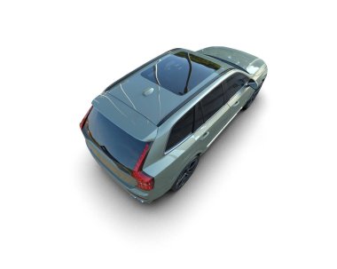 modern mavi araba kırpma yolu ile beyaz arkaplanda izole