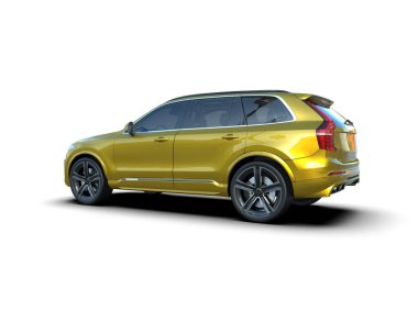 Lüks SUV aracı kırpma yolu olan beyaz arkaplanda izole edildi