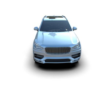 Gümüş renkli araba beyaz arka planda izole edilmiş