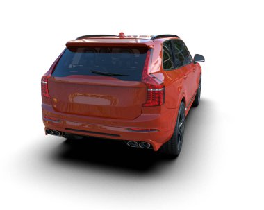 modern araba beyaz arka planda izole edildi. 3 boyutlu çizim - illüstrasyon