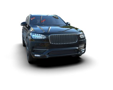 Beyaz arka planda modern lüks araba. 3d illüstrasyon