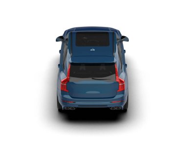 Beyaz arka planda bir araba. 3d oluşturma