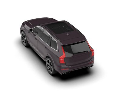 Arka planda izole edilmiş modern lüks siyah araba. Üst Manzara. 3D görüntüleme - 3d illüstrasyon