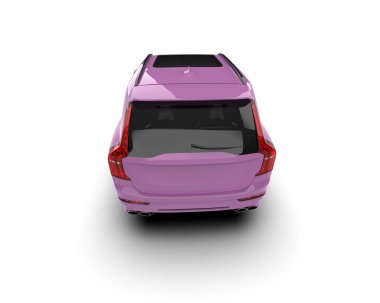 Arka planda küçük bir araba var. 3D görüntüleme - illüstrasyon