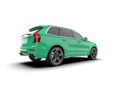 Beyaz arka planda bir araba. 3d oluşturma