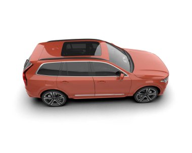 Kırmızı modern araba beyaz arka planda izole edilmiş. 3d illüstrasyon