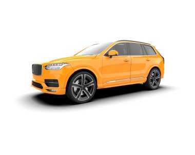 modern araba - beyaz arkaplanda turuncu izole edilmiş