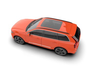 beyaz arka planda modern kırmızı araba 3 boyutlu görüntüleme