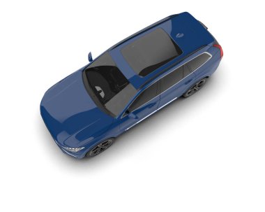 mavi araba yan görünümü beyaz arkaplanda izole edildi