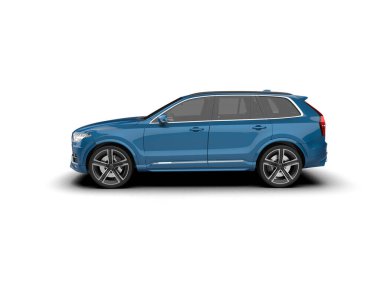 Beyaz arka planda lüks bir araba. 3d illüstrasyon.