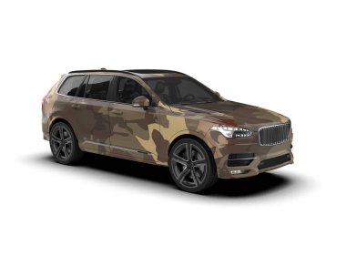 Beyaz arka planda gölgeli modern bir araba. 3d oluşturma