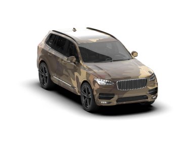 Beyaz arka planda yansıması olan modern lüks bir araba. 3d oluşturma