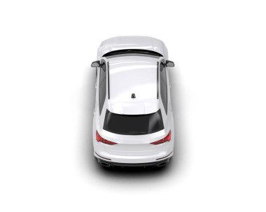 Beyaz arka planda izole edilmiş bir ışık üzerinde 3D görüntüleme beyaz araba.