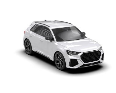 Modern şehir arabası tasarım için beyaz bir arka planda izole edildi. 3d oluşturma.