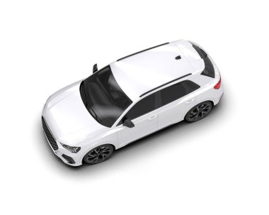 Beyaz modern araba izole edilmiş. 3 Boyutlu Hazırlama