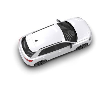 Modern beyaz SUV beyaz arka planda izole edildi. 3d görüntüleme.