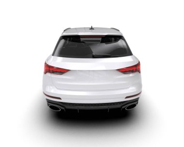 beyaz modern SUV arabası beyaz arkaplanda izole edildi