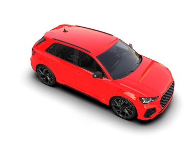 Gri arka planda modern kompakt araba. 3 boyutlu resimleme