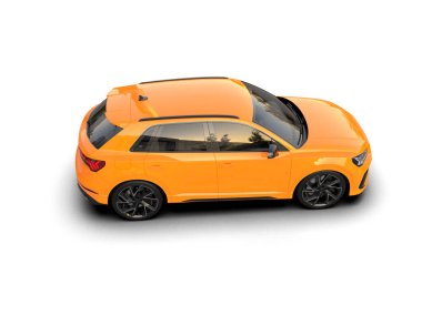 Modern araba beyazda izole edilmiş. 3D görüntüleme - illüstrasyon