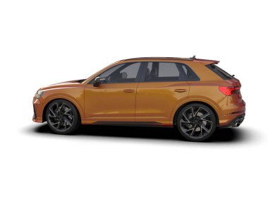 Beyaz arkaplanda izole edilmiş modern bir SUv 'un 3 boyutlu görüntüsü