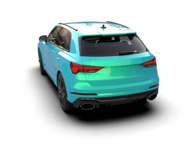 Arka planda modern bir araba. 3D görüntüleme - 3d illüstrasyon.