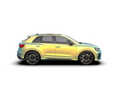 Arka planda lüks bir araba var. 3d illüstrasyon.