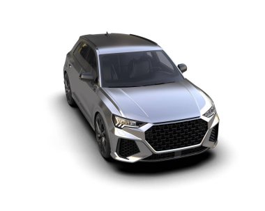 Gri arka planda modern şehir sedanı. 3d oluşturma
