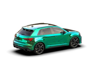 Modern araba beyazda izole edilmiş. 3D görüntüleme - illüstrasyon