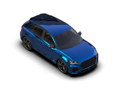 mavi spor araba - 3D illüstrasyon