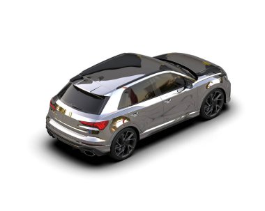 Modern araba arka planda izole edilmiş. 3D görüntüleme - illüstrasyon