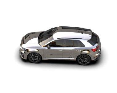 beyaz arkaplanda kopyalama alanı olan modern SUV aracı