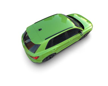 Beyaz arka plan üzerinde izole yeşil spor araba