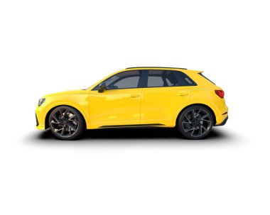 Sarı sedanlı siyah araba beyaz arka planda izole edilmiş..