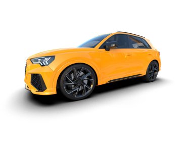 Modern araba beyaz arka planda izole edilmiş. 3D - illüstrasyon