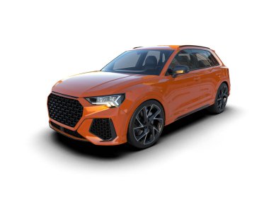 kırmızı araba arka planda izole edildi.