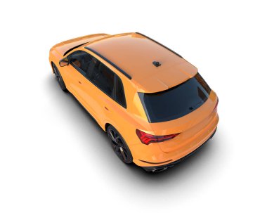 Sarı spor araba beyaz arka planda izole edilmiş. 3d illüstrasyon